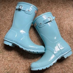 Hunter Boot Short Gloss-Baby blue